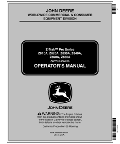 John Deere Z810A Z820A Z830A Z840A Z850A and Z860A 010001 Mid Frame ZTrak Mower OMTCU26008 Operation and Maintenance manual PDF Download