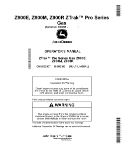 John Deere Z915E Z920M Z930M Z945M EFI Z955M EFI Z950M Z960M Z930R Z950R Z955R Z97OR ZTRAK Pro Series Gas 090001 OMUC22307 Operation and Maintenance manual PDF Download