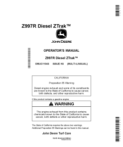 John Deere Z997R Diesel Ztrak North American Edition OMUC11043 Operation and Maintenance manual PDF Download