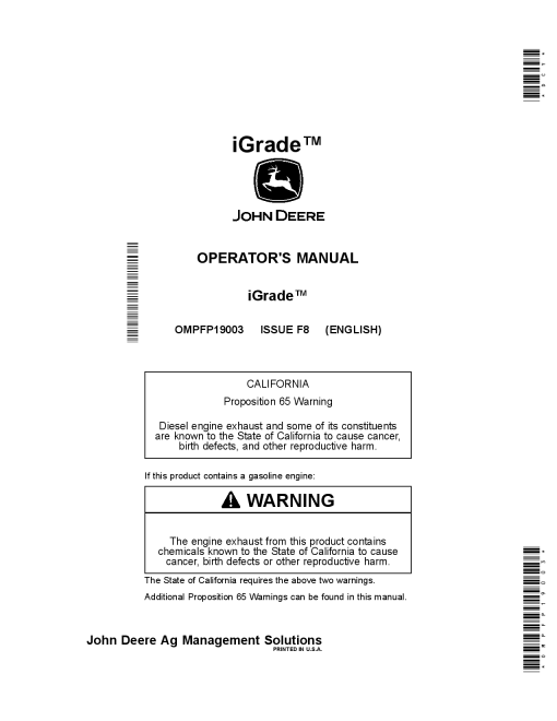 John Deere iGrade OMPFP19003 Operation and Maintenance manual PDF Download