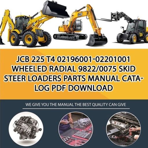 JCB 225 T4 02196001-02201001 WHEELED RADIAL 9822_0075 Skid Steer Loaders Parts manual catalog PDF Download