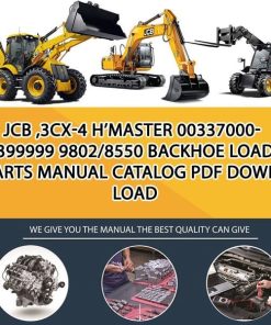 JCB ,3CX-4 H'master 00337000-00399999 9802_8550 Backhoe Loader Parts manual catalog PDF Download