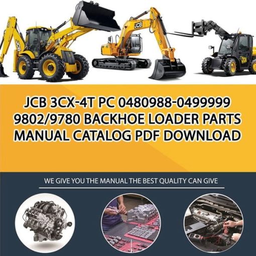 JCB 3CX-4T PC 0480988-0499999 9802_9780 Backhoe Loader Parts manual catalog PDF Download