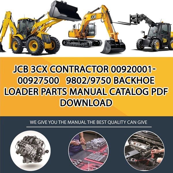 JCB 3CX CONTRACTOR 00920001-00927500 9802_9750 Backhoe Loader Parts manual catalog PDF Download