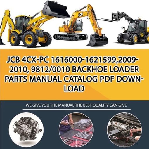 JCB 4CX-PC 1616000-1621599,2009-2010, 9812_0010 Backhoe Loader Parts manual catalog PDF Download