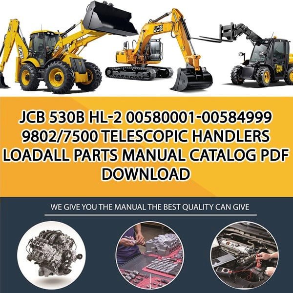 JCB 530B HL-2 00580001-00584999 9802_7500 Telescopic Handlers Loadall Parts manual catalog PDF Download