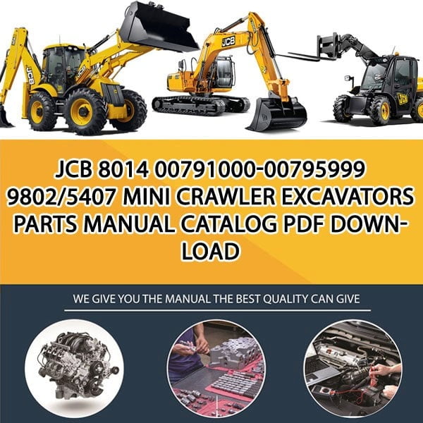 JCB 8014 00791000-00795999 9802_5407 Mini Crawler Excavators Parts manual catalog PDF Download