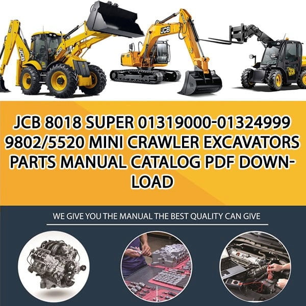 JCB 8018 Super 01319000-01324999 9802_5520 Mini Crawler Excavators Parts manual catalog PDF Download