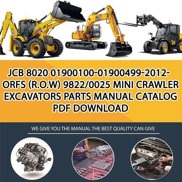 JCB 8020 01900100-01900499-2012-ORFS (R.O.W) 9822_0025 Mini Crawler Excavators Parts manual catalog PDF Download