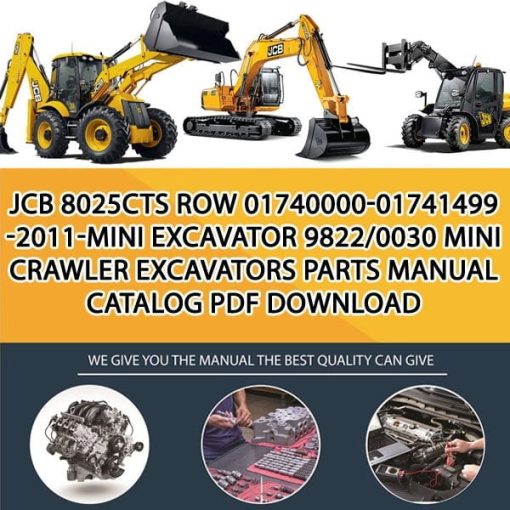 JCB 8025CTS ROW 01740000-01741499 -2011-Mini Excavator 9822_0030 Mini Crawler Excavators Parts manual catalog PDF Download