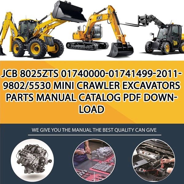 JCB 8025ZTS 01740000-01741499-2011- 9802_5530 Mini Crawler Excavators Parts manual catalog PDF Download