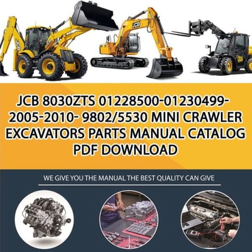 JCB 8030ZTS 01228500-01230499-2005-2010- 9802_5530 Mini Crawler Excavators Parts manual catalog PDF Download