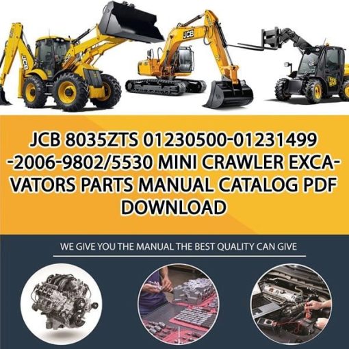 JCB 8035ZTS 01230500-01231499 -2006-9802_5530 Mini Crawler Excavators Parts manual catalog PDF Download