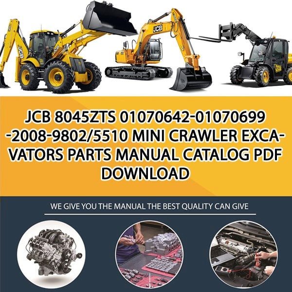 JCB 8045ZTS 01070642-01070699 -2008-9802_5510 Mini Crawler Excavators Parts manual catalog PDF Download