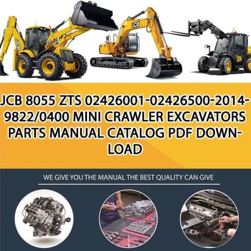 JCB 8055 ZTS 02426001-02426500-2014- 9822_0400 Mini Crawler Excavators Parts manual catalog PDF Download