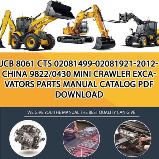 JCB 8061 CTS 02081499-02081921-2012- CHINA 9822_0430 Mini Crawler Excavators Parts manual catalog PDF Download