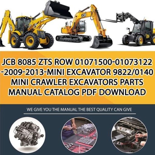 JCB 8085 ZTS ROW 01071500-01073122 -2009-2013-Mini Excavator 9822_0140 Mini Crawler Excavators Parts manual catalog PDF Download