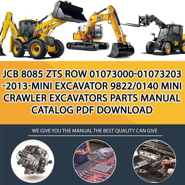 JCB 8085 ZTS ROW 01073000-01073203 -2013-Mini Excavator 9822_0140 Mini Crawler Excavators Parts manual catalog PDF Download