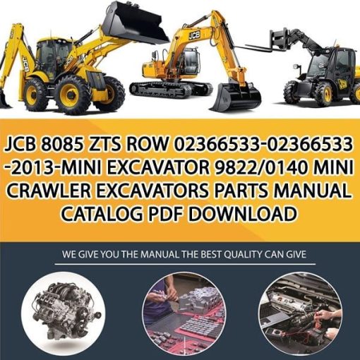 JCB 8085 ZTS ROW 02366533-02366533 -2013-Mini Excavator 9822_0140 Mini Crawler Excavators Parts manual catalog PDF Download