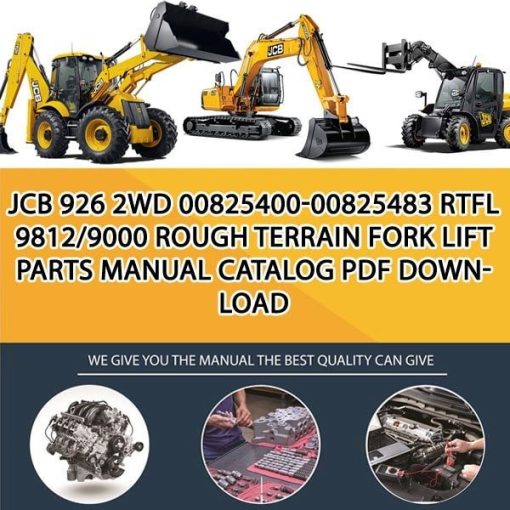 JCB 926 2WD 00825400-00825483 RTFL 9812_9000 Rough Terrain Fork Lift Parts manual catalog PDF Download
