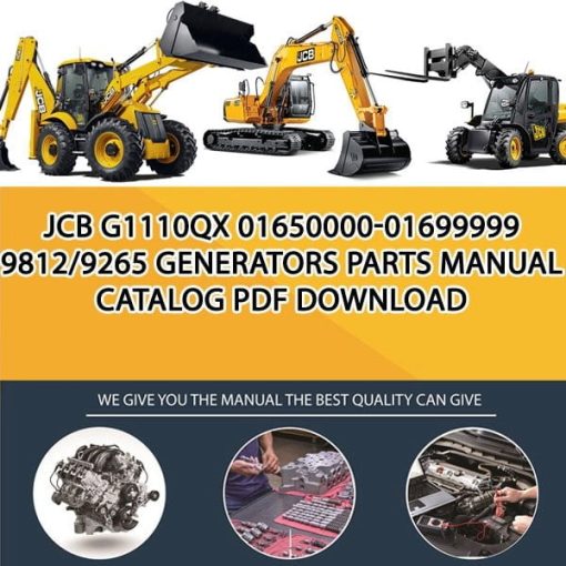 JCB G1110QX 01650000-01699999 9812_9265 Generators Parts manual catalog PDF Download