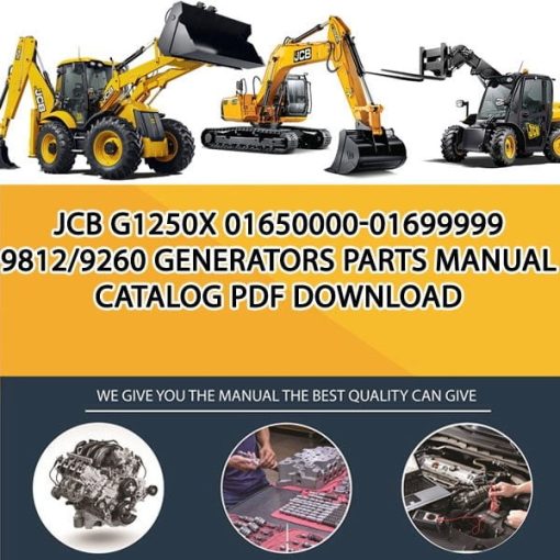 JCB G1250X 01650000-01699999 9812_9260 Generators Parts manual catalog PDF Download