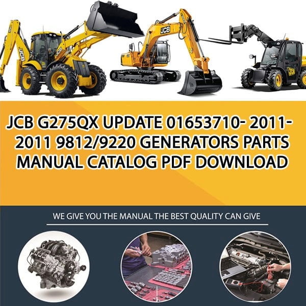 JCB G275QX update 01653710- 2011-2011 9812_9220 Generators Parts manual catalog PDF Download