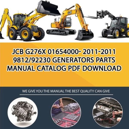 JCB G276X 01654000- 2011-2011 9812_92230 Generators Parts manual catalog PDF Download