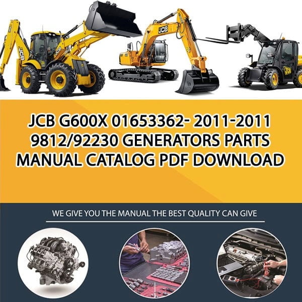 JCB G600X 01653362- 2011-2011 9812_92230 Generators Parts manual catalog PDF Download