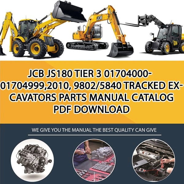 JCB JS180 Tier 3 01704000-01704999,2010, 9802_5840 Tracked Excavators Parts manual catalog PDF Download