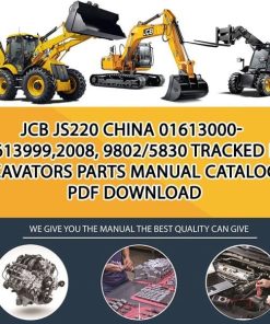 JCB JS220 CHINA 01613000-01613999,2008, 9802_5830 Tracked Excavators Parts manual catalog PDF Download