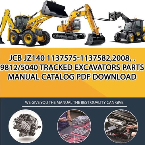 JCB JZ140 1137575-1137582,2008, . 9812_5040 Tracked Excavators Parts manual catalog PDF Download