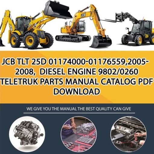 JCB TLT 25D 01174000-01176559,2005-2008, Diesel Engine 9802_0260 Teletruk Parts manual catalog PDF Download