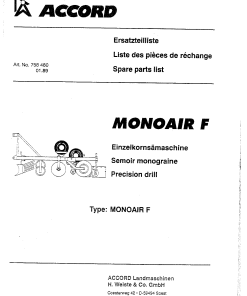 Accord Monoair_F Seed_drill Parts manual catalog PDF Download