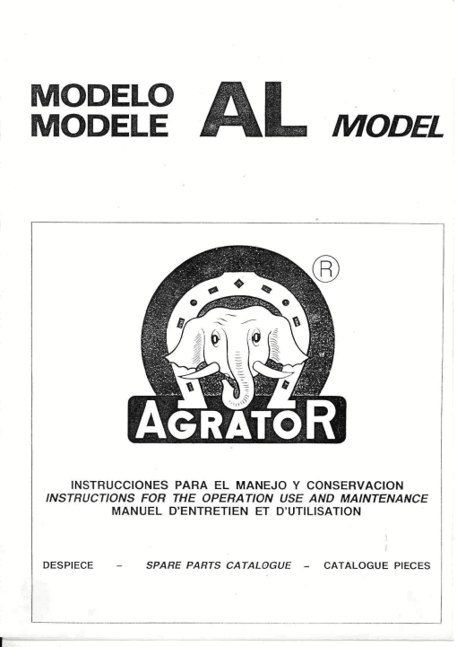 Agrator AL Parts manual catalog PDF Download