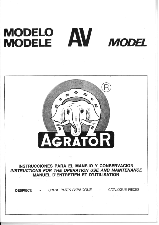 Agrator AV Parts manual catalog PDF Download