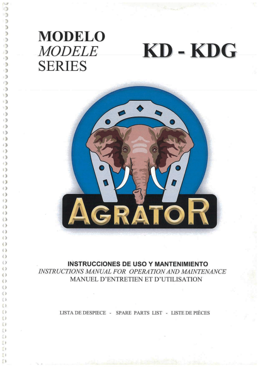 Agrator KD_KDG Parts manual catalog PDF Download