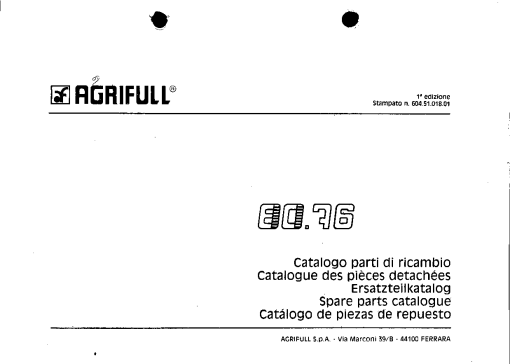 Agrifull 80.76 Parts manual catalog PDF Download