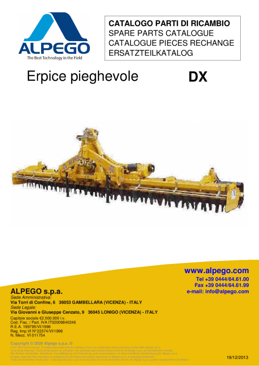 Alpego DX Parts manual catalog PDF Download