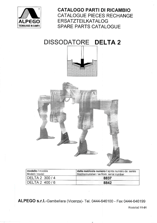 Alpego Delta2 Parts manual catalog PDF Download