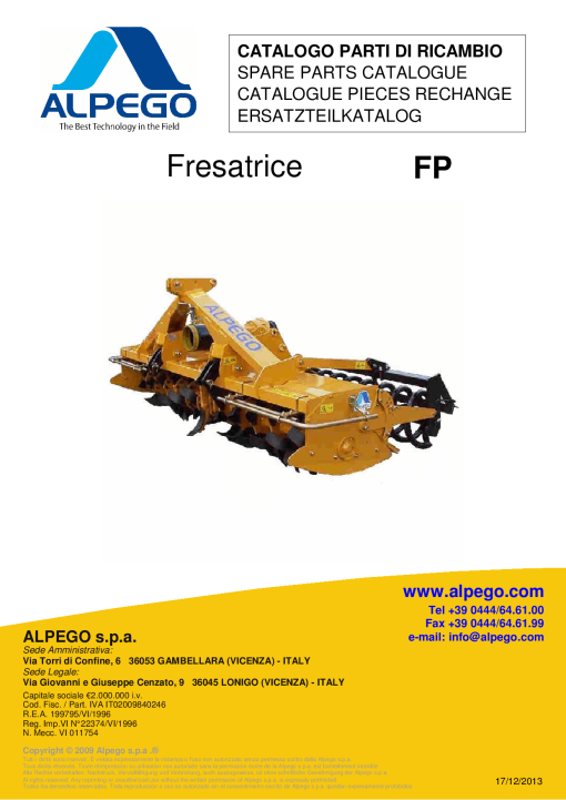 Alpego FP Parts manual catalog PDF Download