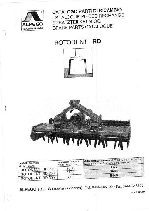 Alpego RD Parts manual catalog PDF Download