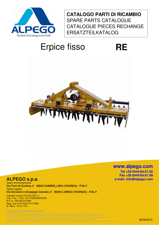 Alpego RE_2013 Parts manual catalog PDF Download