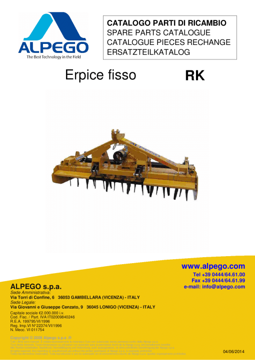 Alpego RK Parts manual catalog PDF Download