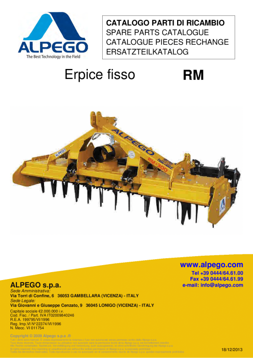 Alpego RM Parts manual catalog PDF Download