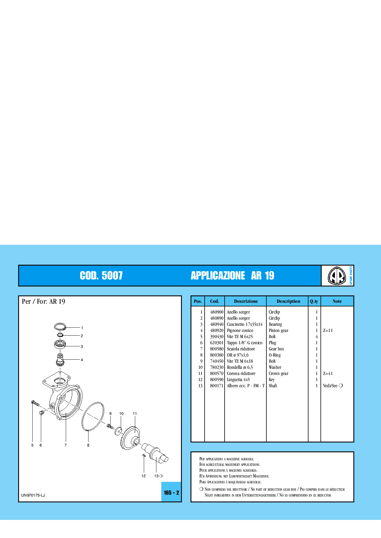 Annovi Reverberi RID5007 Parts manual catalog PDF Download