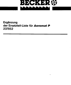 Becker Aeromat_P Parts manual catalog PDF Download