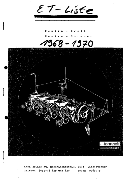 Becker Centra-Drill_1968_1970 Parts manual catalog PDF Download