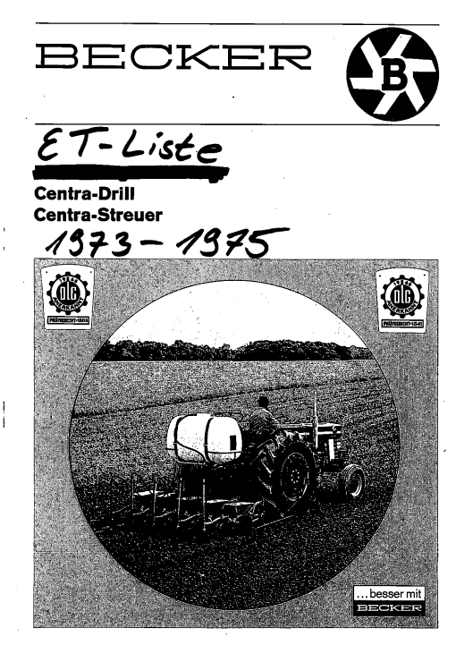 Becker Centra-Drill_1973_1974 Parts manual catalog PDF Download