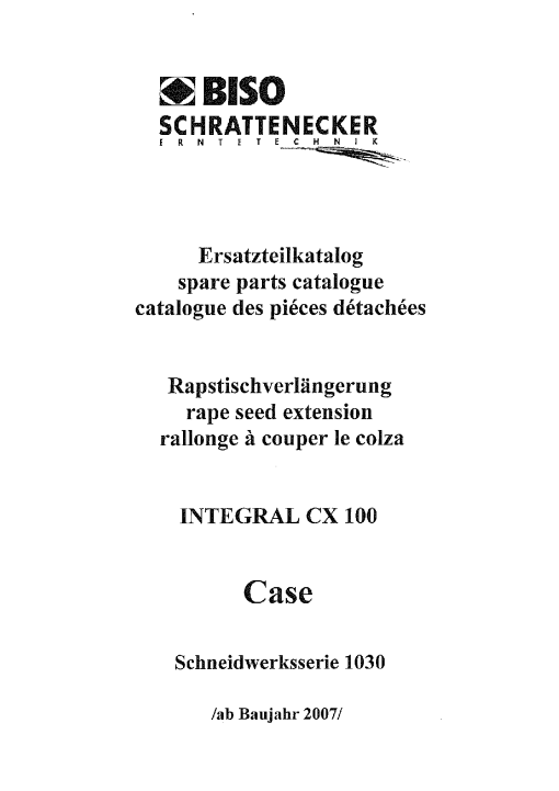 Biso CX_100_for_Case_after_2007 Parts manual catalog PDF Download